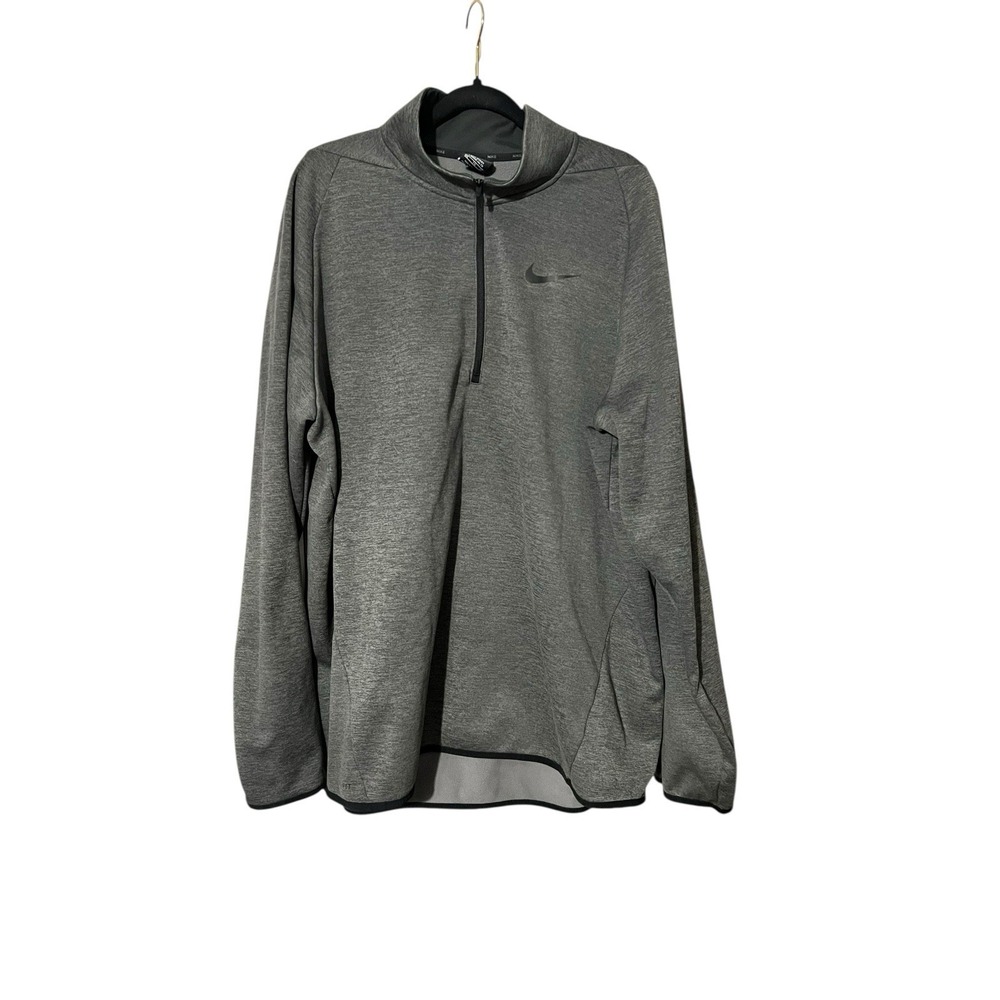 EUC Mens Nike Dri Fit 1/2 Zip Fleece Pullover Mock Neck Sweater Gray‎ XXL